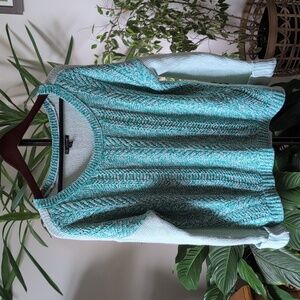 American Eagle Teal, Open-weave Crewneck Sweater